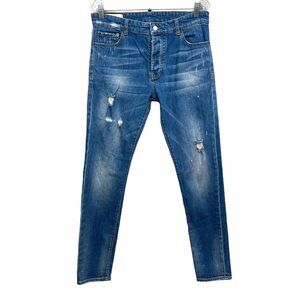 Inimigo Men Jeans Slim Stretch Distressed 5 Pocket Button Fly Blue EUR 50/ US32*
